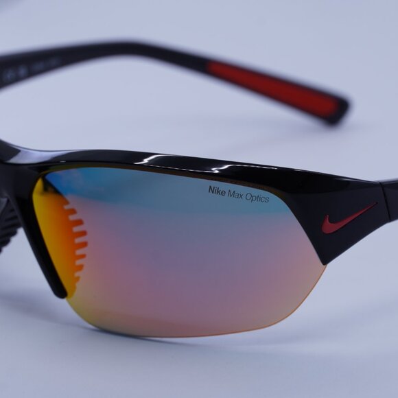 NIKE SKYLON ACE M FQ4684 010 Sunglasses Black Geometric Frame, Red Lenses - Picture 2 of 10
